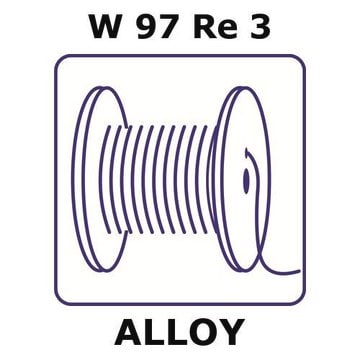 Tungsten-rhenium alloy, W97Re3 2m wire, 0.25mm diameter, annealed