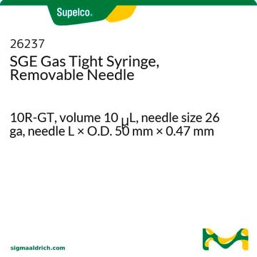 SGE Gas Tight Syringe, Removable Needle 10R-GT, volume 10&#160;&#956;L, needle size 26 ga, needle L × O.D. 50&#160;mm × 0.47&#160;mm