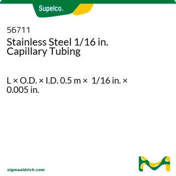 Tubo capilar de acero inoxidable de 1/16 pulgadas L × O.D. × I.D. 0.5&#160;m × 1/16&#160;in. × 0.005&#160;in.