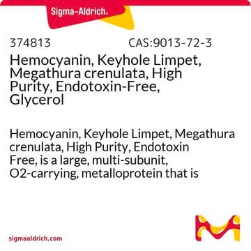 Hemocyanin, Keyhole Limpet, Megathura crenulata, High Purity, Endotoxin-Free, Glycerol Hemocyanin, Keyhole Limpet, Megathura crenulata, High Purity, Endotoxin Free, is a large, multi-subunit, O2-carrying, metalloprotein that is used as a carrier protein in the production of antibodies.