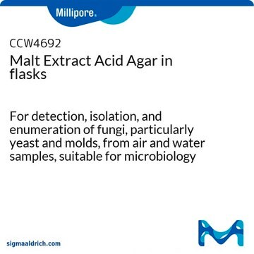 Malt Extract Acid Agar in flasks For detection, isolation, and enumeration of fungi, particularly yeast and molds, from air and water samples, suitable for microbiology