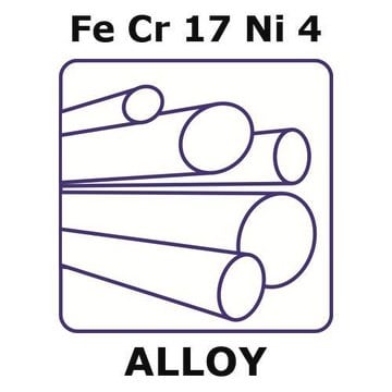 Stainless Steel - 17-4PH alloy, FeCr17Ni4 200mm rod, 12.7mm diameter