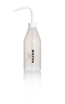 Azlon&nbsp;Pre-Labelled Narrow Neck Wash Bottles with jet-tip aperture label, Water, capacity 500&#160;mL, low-density polyethylene bottle