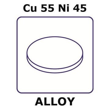 Constantan - resistance alloy, Cu55Ni45 foil, 6mm disks, 0.0125mm thickness, as rolled