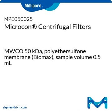 Filtros para centrífuga Microcon&#174; MWCO 50&#160;kDa, polyethersulfone membrane (Biomax), sample volume 0.5 mL