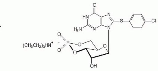 Guanosine-3&#8242;-5&#8242;-cyclic Monophosphate, 8-(4-Chlorophenylthio)-, Triethylammonium Salt Selective membrane-permeable activator of protein kinase G that has a higher activation potential than cGMP.