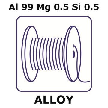 Aluminum-magnesium-silicon alloy, Al99Mg0.5Si0.5 50m wire, 0.25mm diameter, as drawn