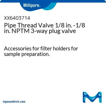 Pipe Thread Valve 1/8 in. -1/8 in. NPTM 3-way plug valve Accessories for filter holders for sample preparation.