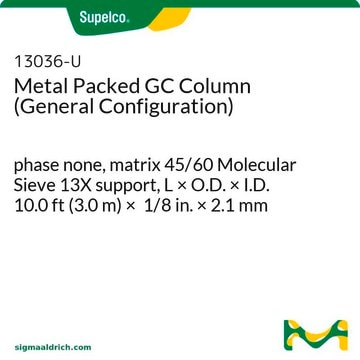 金属填充GC色谱柱（常规配置） phase none, matrix 45/60 Molecular Sieve 13X support, L × O.D. × I.D. 10.0&#160;ft (3.0&#160;m) × 1/8&#160;in. × 2.1&#160;mm