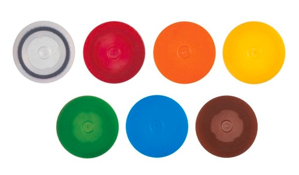 Screw caps with O-rings red, pkg of 8x500caps/cs