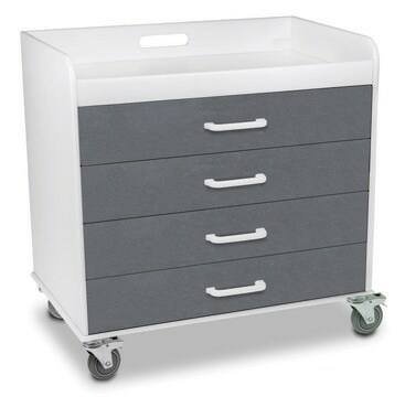 Extra Wide Compact Locking 4 Drawer Cart silver (drawers)