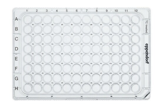 Eppendorf&#174; Cell Culture Plates size 96&#160;wells, Tissue Culture (TC)-treated surface, flat bottom clear wells, case of 200&#160;plates (20 bags x 10 plates), sterile, lid