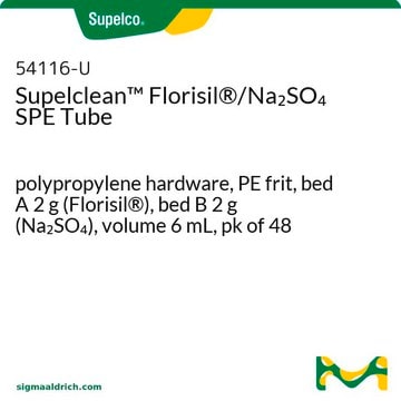 Tubes de SPE Supelclean&#8482; Florisil&#174; Na2SO4 polypropylene hardware, PE frit, bed A 2&#160;g (Florisil&#174;), bed B 2&#160;g (Na2SO4), volume 6&#160;mL, pk of 48