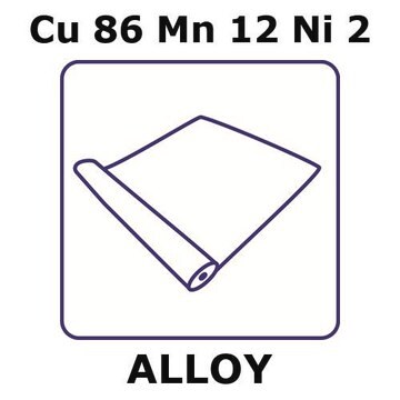 Manganin&#174; - resistance alloy, Cu86Mn12Ni2 foil, 0.1m coil, 100mm coil width, 0.635mm thickness, annealed