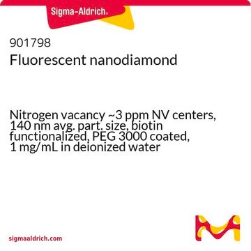 Fluorescent nanodiamond Nitrogen vacancy ~3 ppm NV centers, 140&#160;nm avg. part. size, biotin functionalized, PEG 3000 coated, 1&#160;mg/mL in deionized water