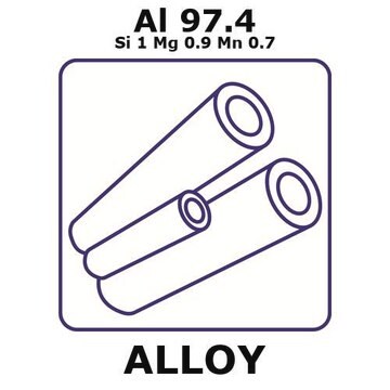 Aluminum alloy 6082, Al97.4Si1Mg0.9Mn0.7 1000mm tube, 6.35mm outside diameter, 1.63mm wall thickness, 3.09mm inside diameter, solution treated