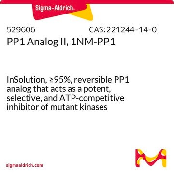 PP1 Analog II, 1NM-PP1 InSolution, &#8805;95%, reversible PP1 analog that acts as a potent, selective, and ATP-competitive inhibitor of mutant kinases