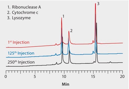 HPLC Analysis Proteins on Proteomix&#174; SCX-NP1.7, Demonstration of Column Stability with Repeated Injections application for HPLC