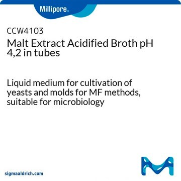 Malt Extract Acidified Broth pH 4,2 in tubes Liquid medium for cultivation of yeasts and molds for MF methods, suitable for microbiology