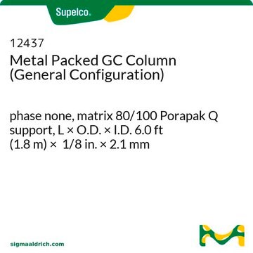 金属填充GC色谱柱（常规配置） phase none, matrix 80/100 Porapak Q support, L × O.D. × I.D. 6.0&#160;ft (1.8&#160;m) × 1/8&#160;in. × 2.1&#160;mm