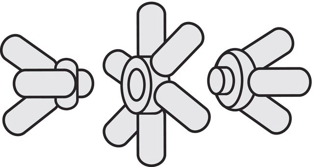 Cochranes atom centers for Orbit molecular models halogen, 8 coordinate, green