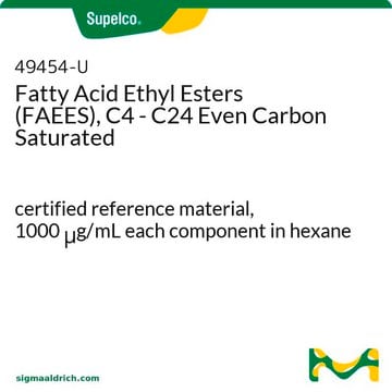 Fatty Acid Ethyl Esters (FAEES), C4 - C24 Even Carbon Saturated certified reference material, 1000&#160;&#956;g/mL each component in hexane