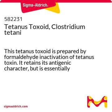 Toxoïde tétanique, Clostridium tetani This tetanus toxoid is prepared by formaldehyde inactivation of tetanus toxin. It retains its antigenic character, but is essentially nontoxic as determined by an LD&#8325;&#8320; in mice.