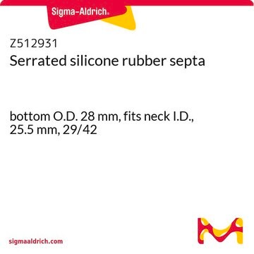 Serrated silicone rubber septa bottom O.D. 28&#160;mm, fits neck I.D., 25.5&#160;mm, ST/NS: 29/42