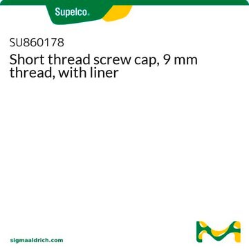 Short thread screw cap, 9 mm thread, with liner