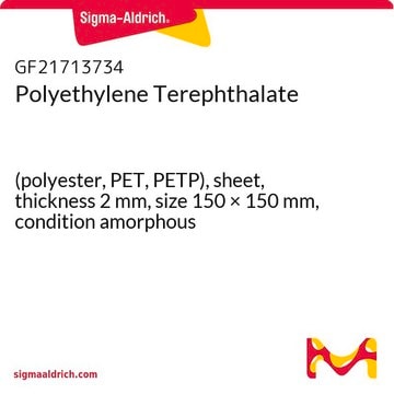 Polyethylene Terephthalate (polyester, PET, PETP), sheet, thickness 2&#160;mm, size 150 × 150&#160;mm, condition amorphous