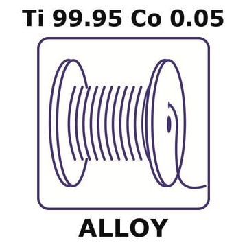 Titanium/Cobalt wire, Ti 99.95%/Co 0.05%, 0.25&#160;mm diameter, length 0.05 m, temper as drawn