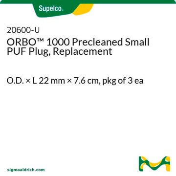 PUF Plug (tampon) ORBO&#8482; 1000, petit, prénettoyé, pièce de rechange O.D. × L 22&#160;mm × 7.6&#160;cm, pkg of 3&#160;ea