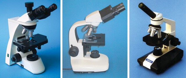 Jenco&#8482; compound microscopes AC/DC input 220 V AC, brightfield, achromatic lens, binocular, mechanical stage; led or other illumination