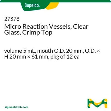 Récipients de micro-réaction, à sertir, verre transparent volume 5&#160;mL, mouth O.D. 20&#160;mm, O.D. × H 20&#160;mm × 61&#160;mm, pkg of 12&#160;ea