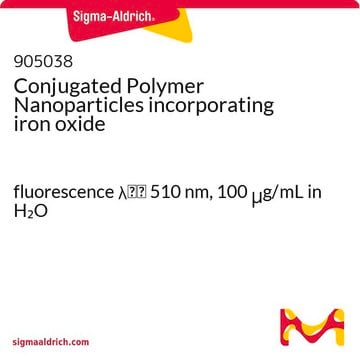 Conjugated Polymer Nanoparticles incorporating iron oxide fluorescence &#955;em&#160;510&#160;nm, 100&#160;&#956;g/mL in H2O