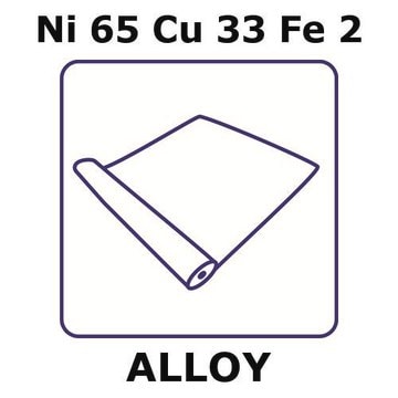 Monel&#174; alloy 400, Ni65Cu33Fe2 foil, 2m coil, 0.05mm thickness, annealed