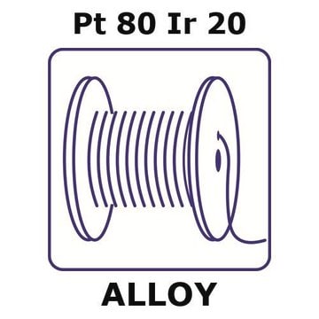 Platinum-iridium alloy, Pt80Ir20 1m wire, 0.1mm diameter, as drawn