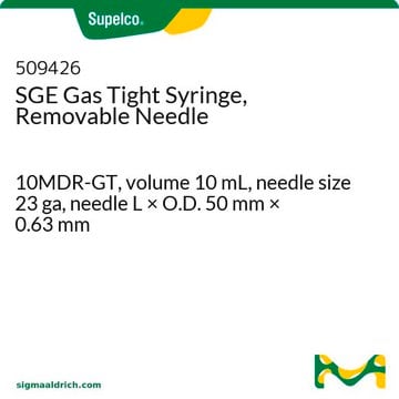 Seringue&nbsp;SGE étanche aux gaz, aiguille amovible 10MDR-GT, volume 10&#160;mL, needle size 23 ga, needle L × O.D. 50&#160;mm × 0.63&#160;mm