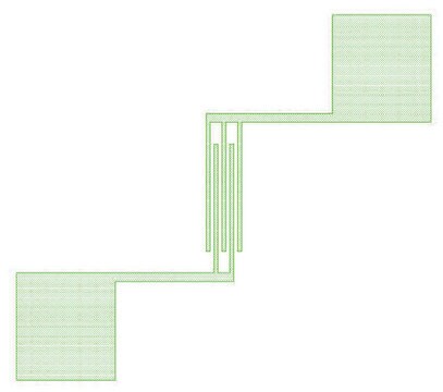 Back-gated OFET Interdigitated Substrate Au source/drain, 230 nm SiO2 gate-insulator, varied W/L from 500 to 4000, 16 transistors per chip, chips (diced)