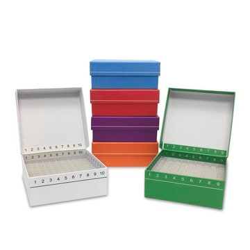 MTC&#8482; Bio FlipTop&#8482; Freezer Box With Hinged Lid cardboard, white, to hold, 81 x cryovials, pkg of 5&#160;ea