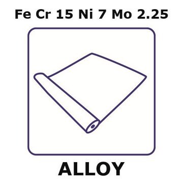 Stainless Steel - 15-7PH alloy, FeCr15Ni7Mo2.25 foil, 2m coil, 0.25mm thickness, annealed, precipitation hardenable