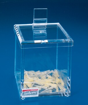 Pipette tip disposal container, acrylic inside L 51/4 in. 13.1 cm W 6 in. 15.2 cm H 61/8 in. 15.5 cm