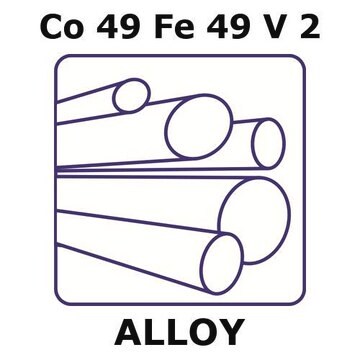 Permendur 49 alloy, Co49Fe49V2 50mm rod, 25.4mm diameter, hot rolled (black)