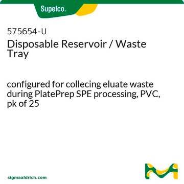 Réservoir jetable/ bac de rejet configured for collecing eluate waste during PlatePrep SPE processing, PVC, pk of 25