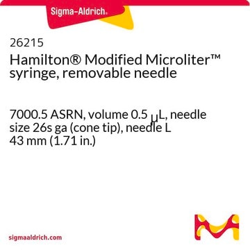 Seringue Hamilton&#174; Microliter&#8482; modifiée, aiguille amovible 7000.5 ASRN, volume 0.5&#160;&#956;L, needle size 26s ga (cone tip), needle L 43&#160;mm (1.71&#160;in.)