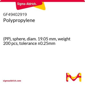 Polypropylene (PP), sphere, diam. 19.05&#160;mm, weight 200 pcs, tolerance ±0.25mm