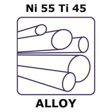 Nitinol rod, Ni55%/Ti45%, 2.5&#160;mm diameter, length 100 mm, condition superelastic