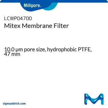 Membrana de filtración Mitex 10.0 &#181;m pore size, hydrophobic PTFE, 47 mm