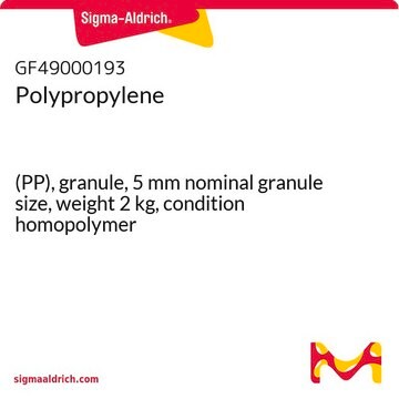 Polypropylene (PP), granule, 5&#160;mm nominal granule size, weight 2&#160;kg, condition homopolymer