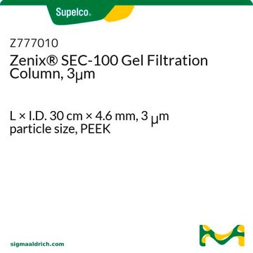 Zenix&#174; SEC-100 Gel Filtration Column, 3&#956;m L × I.D. 30&#160;cm × 4.6&#160;mm, 3&#160;&#956;m particle size, PEEK